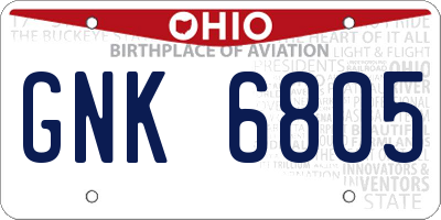 OH license plate GNK6805