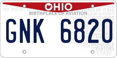 OH license plate GNK6820
