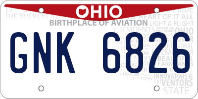 OH license plate GNK6826