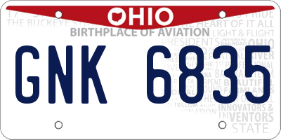 OH license plate GNK6835