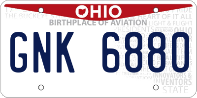 OH license plate GNK6880