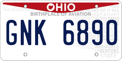 OH license plate GNK6890
