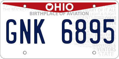 OH license plate GNK6895