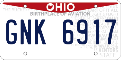 OH license plate GNK6917