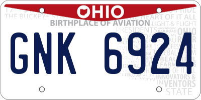 OH license plate GNK6924