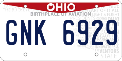 OH license plate GNK6929