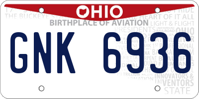 OH license plate GNK6936