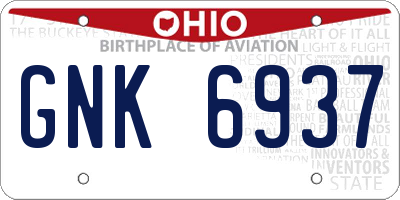 OH license plate GNK6937