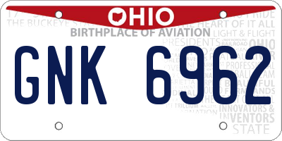 OH license plate GNK6962