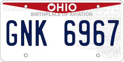 OH license plate GNK6967