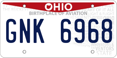 OH license plate GNK6968