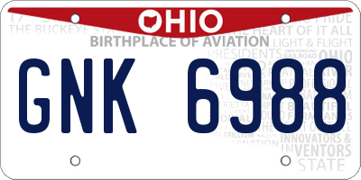 OH license plate GNK6988