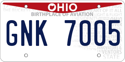 OH license plate GNK7005