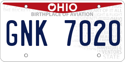 OH license plate GNK7020