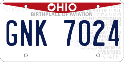 OH license plate GNK7024