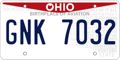 OH license plate GNK7032