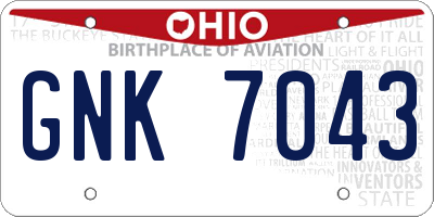 OH license plate GNK7043