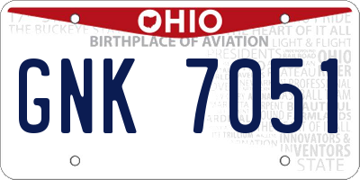 OH license plate GNK7051