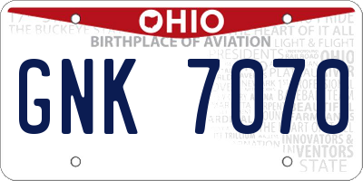 OH license plate GNK7070