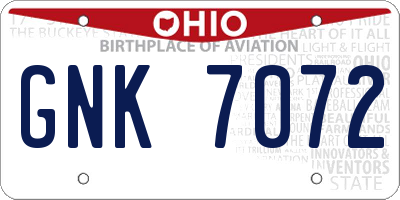 OH license plate GNK7072