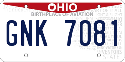 OH license plate GNK7081