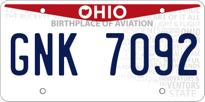 OH license plate GNK7092