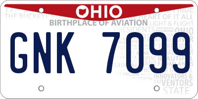 OH license plate GNK7099