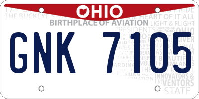 OH license plate GNK7105