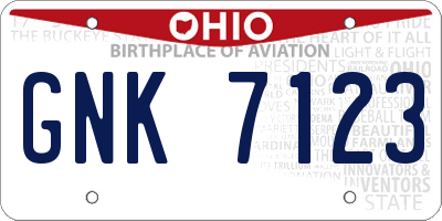 OH license plate GNK7123