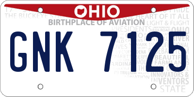 OH license plate GNK7125