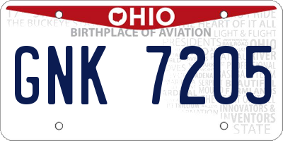 OH license plate GNK7205
