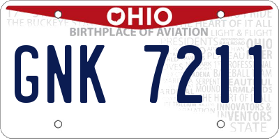 OH license plate GNK7211