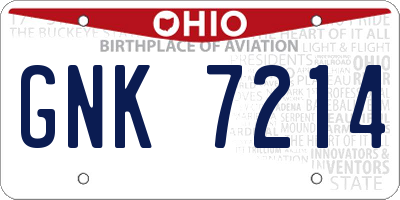 OH license plate GNK7214