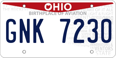OH license plate GNK7230