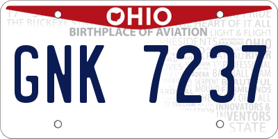 OH license plate GNK7237