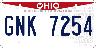OH license plate GNK7254