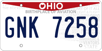 OH license plate GNK7258