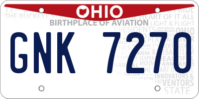 OH license plate GNK7270