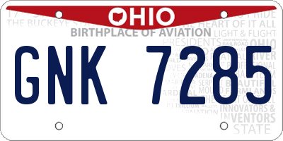 OH license plate GNK7285