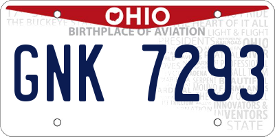 OH license plate GNK7293