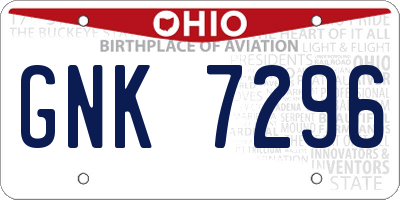 OH license plate GNK7296