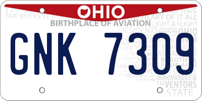 OH license plate GNK7309