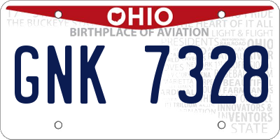 OH license plate GNK7328