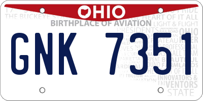 OH license plate GNK7351
