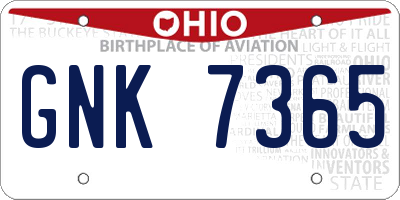 OH license plate GNK7365