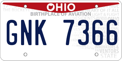 OH license plate GNK7366