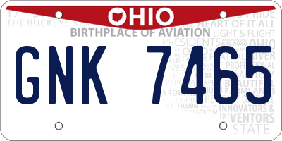 OH license plate GNK7465