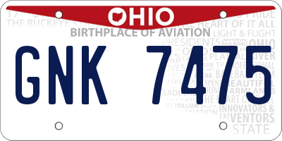 OH license plate GNK7475