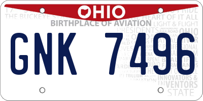 OH license plate GNK7496