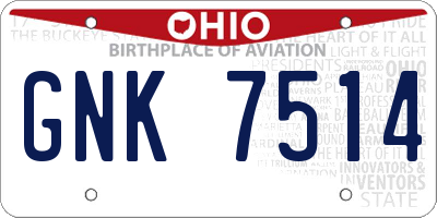 OH license plate GNK7514